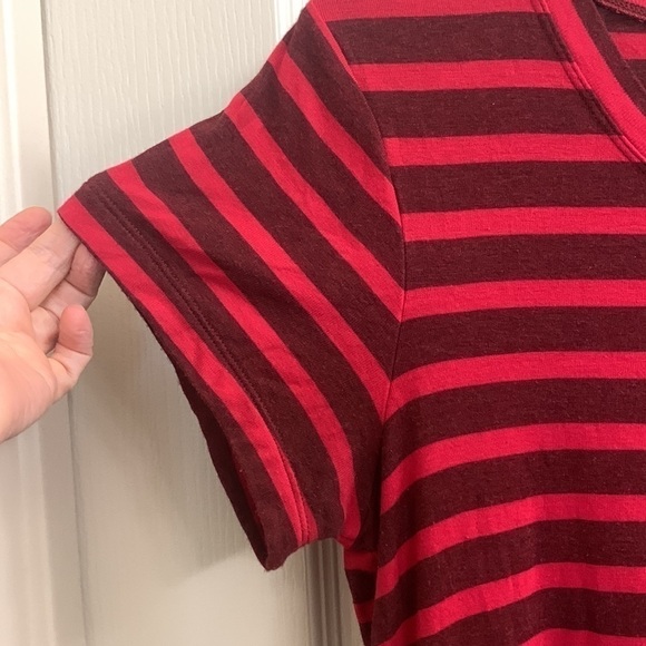 CAbi Sweet Talk Red and Black Striped Ruffle Top T Shirt Top Size S Style 3631 - Picture 6 of 6